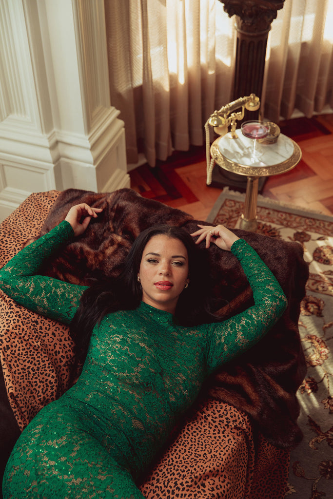 WOMAN IN GREEN DRESS