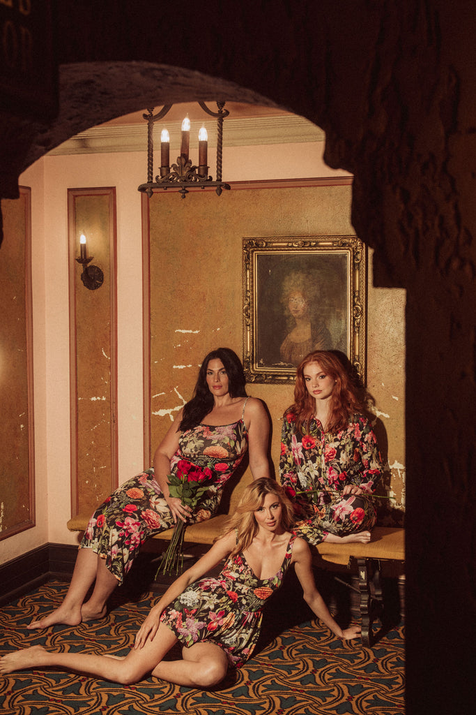 3 women in floral loungewear
