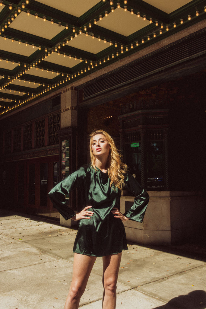 COWL BACK MINI DRESS