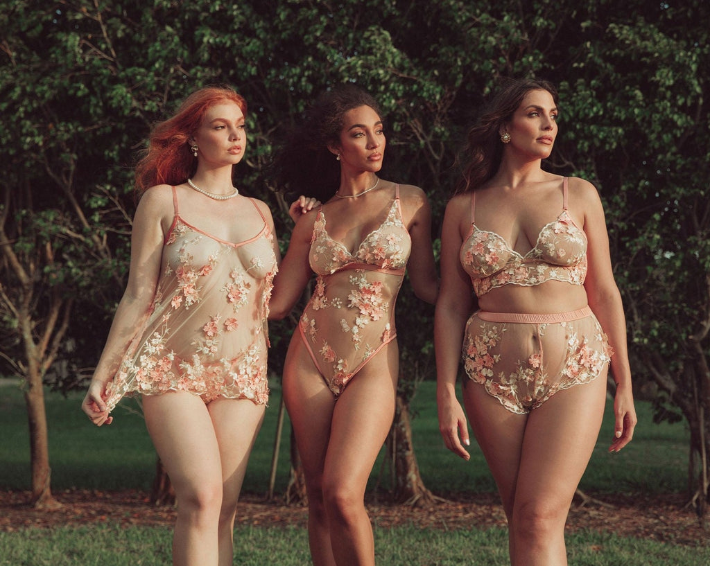 WOMEN IN EMBROIDERED LINGERIE